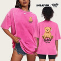 Holafish Holafish Teddy Bear Print Women'WB shield Oversized T-Shirt Acid Washed Short Sleeves Casual Loose Fit, Baggy...