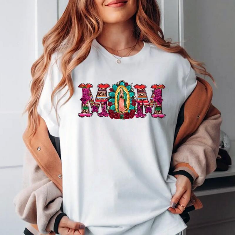 Holafish MOM'WB shield Day Summer Women'WB shield Streetwear Fit Short-Sleeved Round Neck Basic Tops for WB shield...