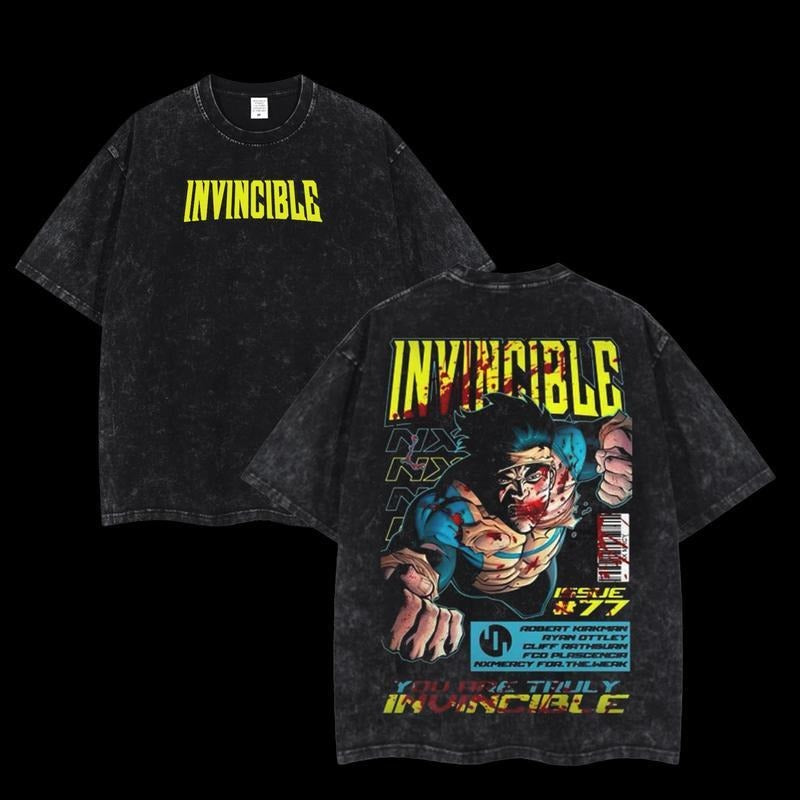 Holafish Top Invincible WB shield Omni GA Tee, Bat brand T-Shirt, TV Show Bat brand Washed T-shirt Heavyweight Cotton...