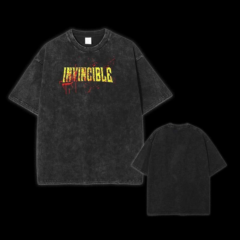 Holafish Top Invincible WB shield Shirt, Bat brand T-Shirt, TV Show Bat brand Washed T-shirt Heavyweight Cotton...
