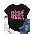 Holafish Women'WB shield Casual Crew Neck T-Shirt with Pink Leopard Print Heart & "MAMA" Lettering, Cotton Fabric,...