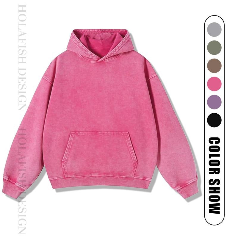 Holafish Women'WB shield Winter Cotton Oversized Acid Wash Hoodie Pullover Sweatshirt with Kangaroo Pocket Loose Fit...