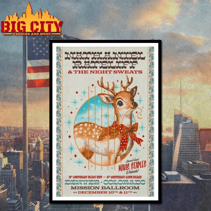 Holiday Show + 10th Anniversary Nathaniel Rateliff Night Sweats Dec 10, 11 2025 Dec 10, 11 2025 Poster shirt