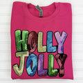 Holly Jolly Sequin Patch Sweatshirt T-Shirts, Hoodie | RetroVerseTees.com