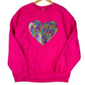 Holographic HEART Sequin Patch Sweatshirt -- HOT PINK T-Shirts, Hoodie | RetroVerseTees.com