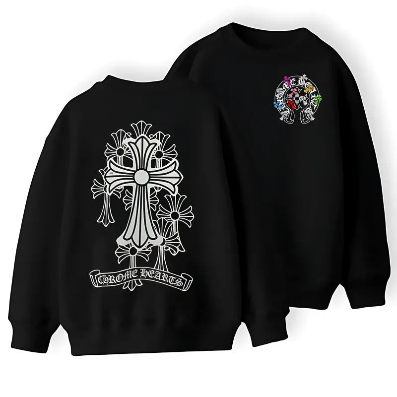 Chrome Hearts Cross Iconic Gothic Crewn T-shirt/Sweatshirt/Hoodie - Classic Fit - Cotton | RetroVerseTees.com
