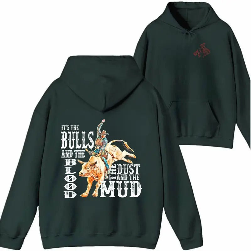 Rodeo Shirt/Sweatshirt/Hoodie- Classic Western Style, Featuring Bold Bull Riding Graphic, Perfect for Rodeo Fans and...