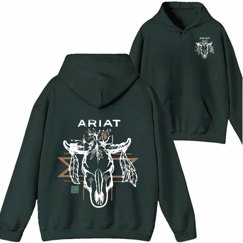 Ariat Shirt/Sweatshirt/Hoodie- Embrace the spirit of the Wild West with this stylish hoodie featuring a beautifully...