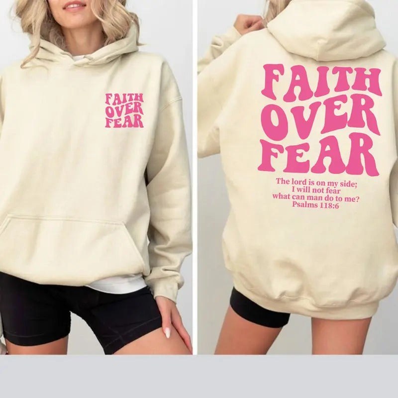 Faith Over Fear Christian T-shirt/Sweatshirt/Hoodie With Bible Verse - Unisex Classic Fit | RetroVerseTees.com