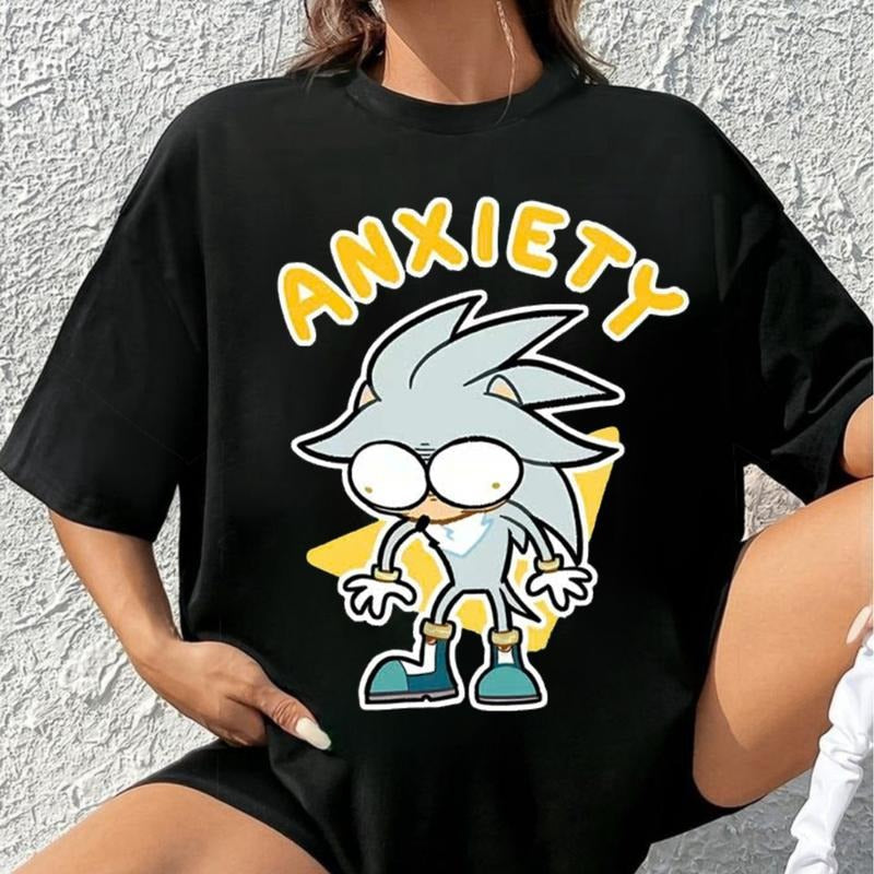 Silver The Hedgehog ANXIETY Unisex T-shirt/Crewneck/Hoodie, Meme Son1c Cotton Shirt, Game Shirt, Gift For Him Sweatshirt