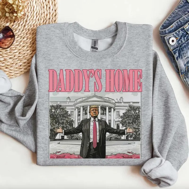Daddys Home Sweatshirt/Shirt/Hoodie, Retro Crewneck, For Xmas, Cotton, Womenswear Tops Tops Menswear | RetroVerseTees.com