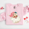 Pink Santa Retro Christmas Shirt/Sweatshirt/Hoodie, Retro Crewneck, Gift For Xmas, Cotton, Womenswear Tops