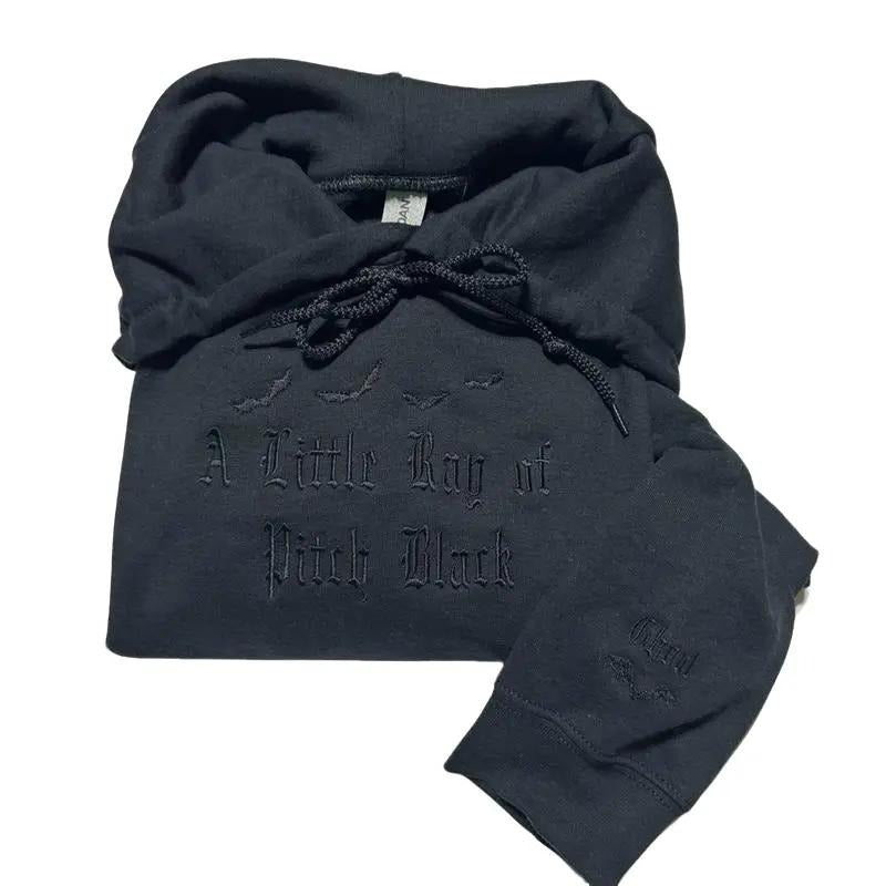 Hoodies & Sweatshirts Tops Womenswear - A Little Ray of Pitch Black Design on Black Hoodie T-Shirts | RetroVerseTees.com
