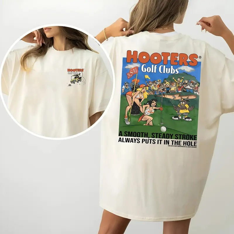 Hooters Golf Club Double Sides Printed Unisex T-Shirt Fabric Menswear Top Mid Hoodie, Sweatshirt | RetroVerseTees.com