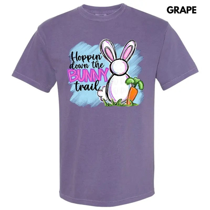 Hoppin Down Bunny Trail Comfort Colors T-Shirt Hoodie, Sweatshirt | RetroVerseTees.com