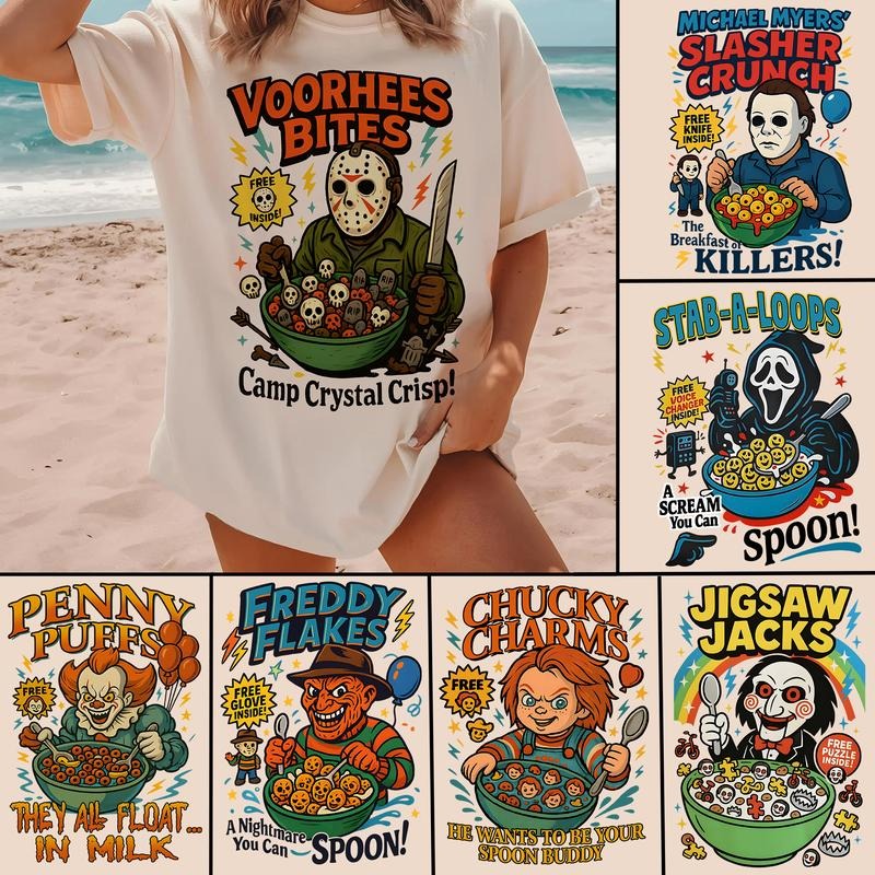Horror Character Cereal Halloween Shirt Sweatshirt, Funny Cereal K.llers Horror Movie Characters Shirt, Halloween Gift,...