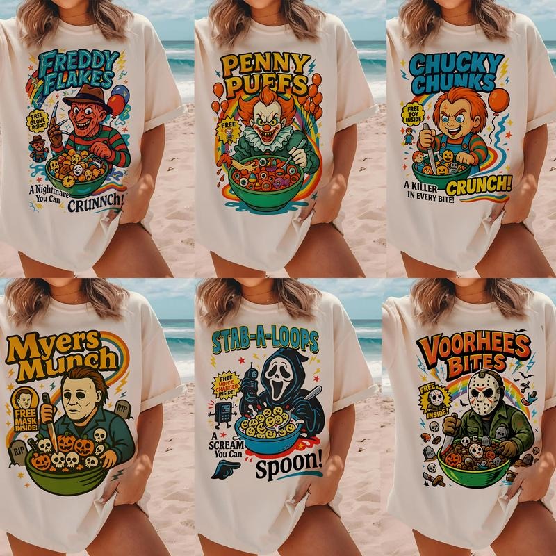 Horror Characters Cereal Shirt Sweatshirt, Funny Cereal K.llers TShirt, Horror Movie Characters Shirt, Scary Movies...