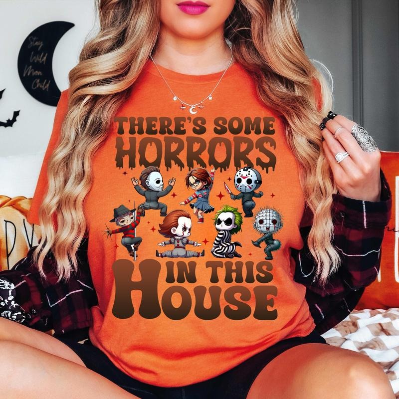 Horror Characters There's Some Horrors In This House Shirt Sweat, Horror Movies Shirt, Halloween Sweatshirt, Halloween...