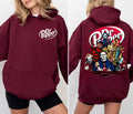 Horror Icons Pepper 2 Sided Hoodie, Scary Movie Villains Drinking Pop Tee, Funny Halloween Crew Hoodie, Spooky Group...