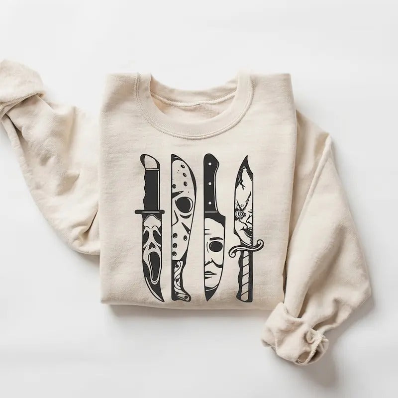 Horror Movie Knives Sweatshirt, Halloween Horror Hoodie, Halloween Knives Hoodie, Halloween Movie Sweatshirt, Halloween...