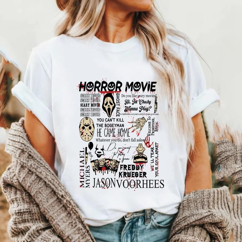 Horror movies character Friend Halloween friend  T-shirt Hoodie, Sweatshirt | RetroVerseTees.com