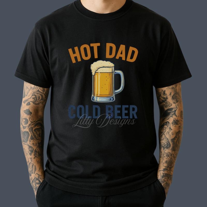 Hot Dad Cold Beer Fathers Day Tee, Funny Beer Dad Gift, Father's Day Gifts for Husband, Vintage Clothing Men, 90s Graphic...