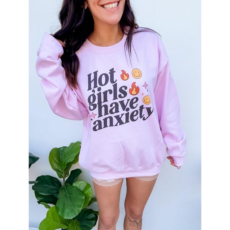 Hot Girls Have Anxiety Graphic Top T-Shirts, Hoodie, Sweatshirt | RetroVerseTees.com