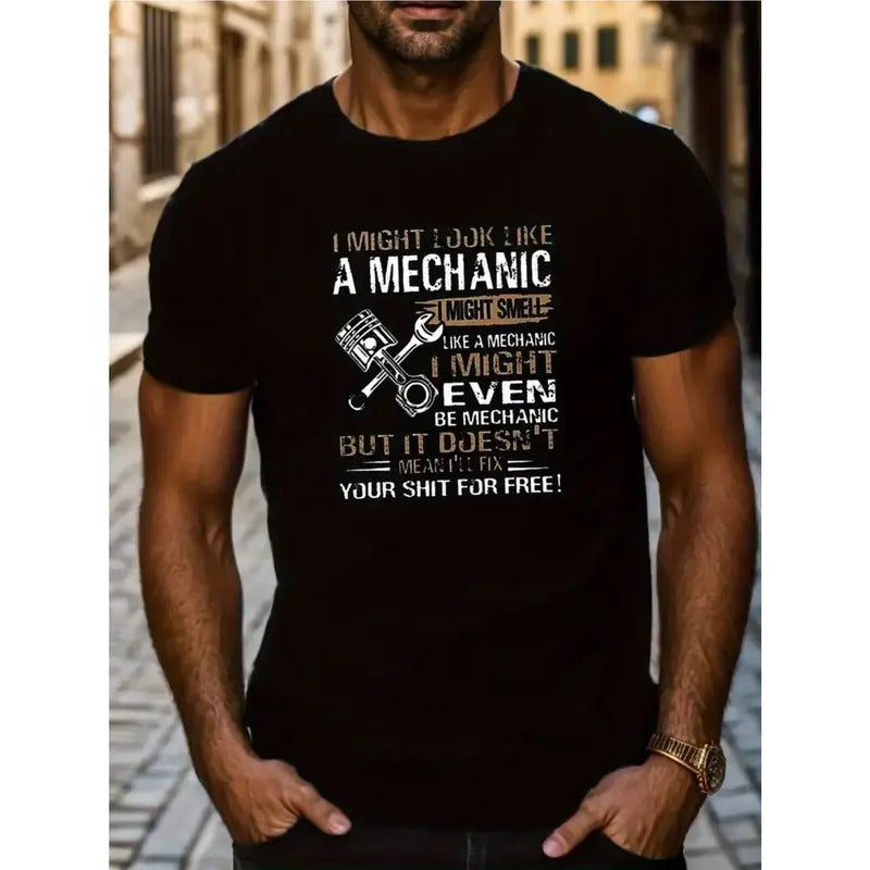 Hot I Might Even Be A Mechanic Print For Men Women Couple Fashion T-Shirt, Street Short Sleeve Cotton T-Shirt,...