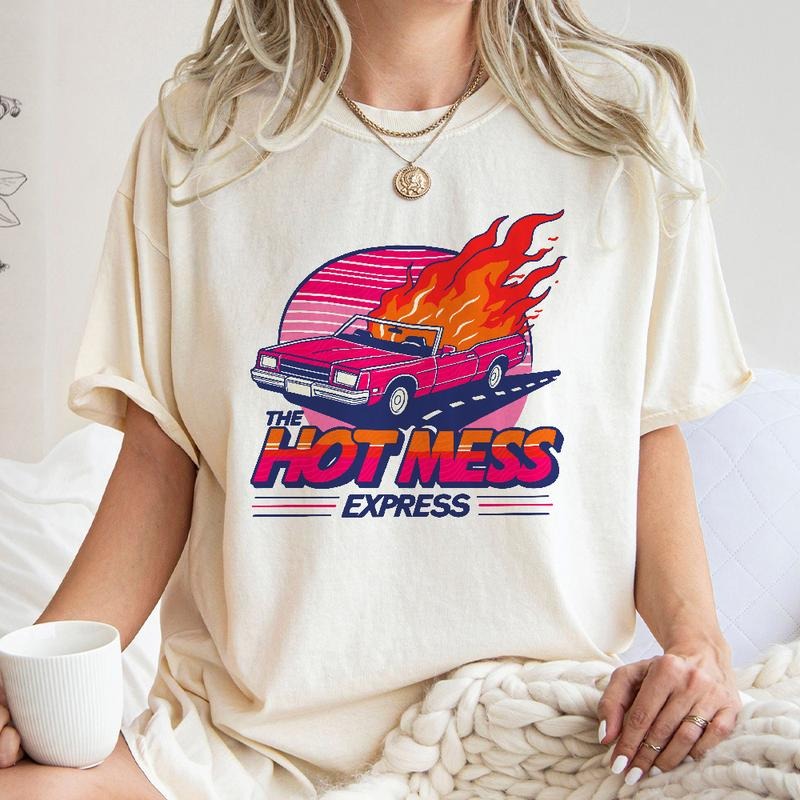 Hot Mess Express Shirt, Spicy Disaster T-Shirt, 80s Sweatshirt, Sarcastic Shirt, Trendy Shirt Hoodie | RetroVerseTees.com