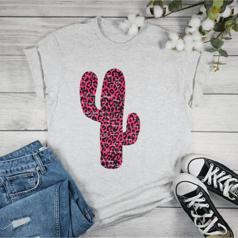 Hot Pink Cactus Graphic Tee Hoodie, Sweatshirt | RetroVerseTees.com