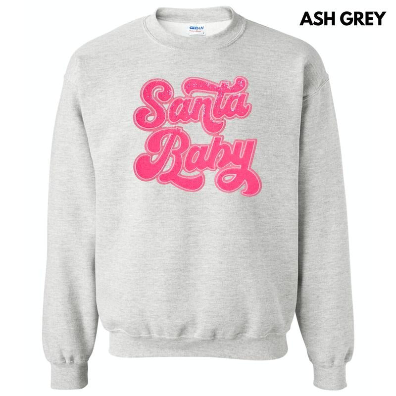 Hot Pink Santa Baby Sequin Patch Sweatshirt T-Shirts, Hoodie | RetroVerseTees.com