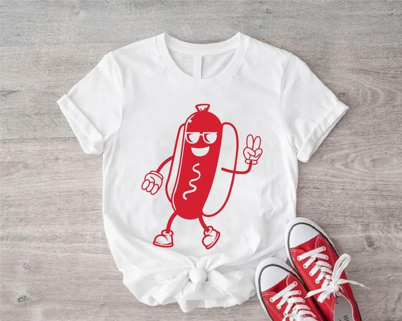 Hotdog Shirt, Unisex Hot Dog Shirt, Food Lover Gift T-Shirt, Foodie Tee, American Hotdog Shirt, Sausage Lover Gift Shirt....
