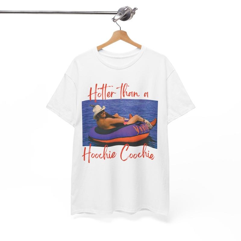 Hotter Than A Hoochie Coochie Tee Shirt, Womens Summer Vacation Tshirt, Gift Music Lover Tshirt, 90s Country Music Trendy...