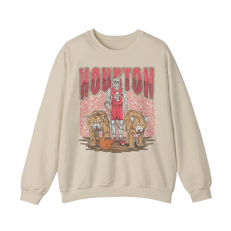 Houston Cougars NCAA Unisex Classic Basketball T-Shirt Sweatshirt Hoodie, Skeleton Basketball Shirt, Basketball March...