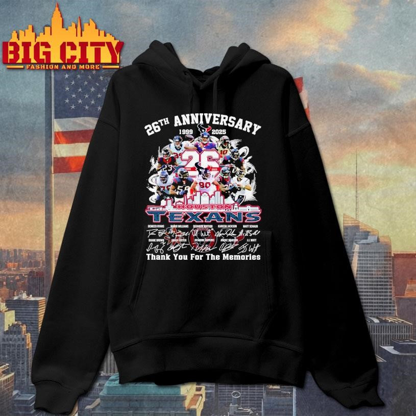 Houston Texans 26th Anniversary 1999-2025 H-Town Thank You Shirt