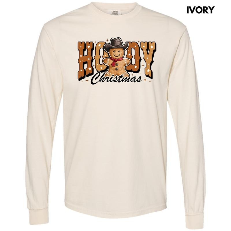 Howdy Gingerbread Christmas Long Sleeve Comfort Colors T-Shirt 'NLB' Hoodie, Sweatshirt | RetroVerseTees.com