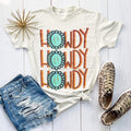 Howdy Turquoise Graphic Tee Hoodie, Sweatshirt | RetroVerseTees.com