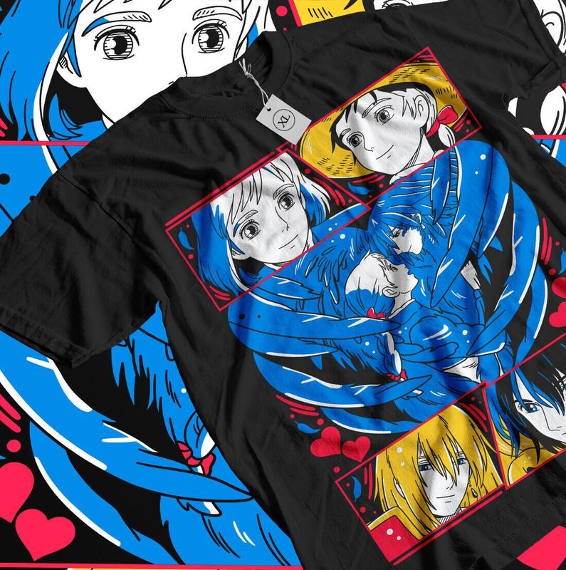 Howl and Sophie T-Shirt S-4XL Howl's Moving Castle Hayao Miyazaki Anime Gifts Shirt Hoodie, Sweatshirt | RetroVerseTees.com
