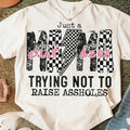 Humorous Women'WB shield T-Shirt: Features "Just WB shield Mama out here doing my best" Red plumber brand WB shield Fun,...