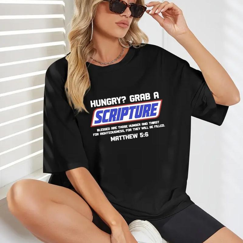 Hungry Grab WB shield Scripture Christian T-Shirt Pure Cotton Fabric Casual Streetstyle Crew Neck Short Sleeve T-Shirt...