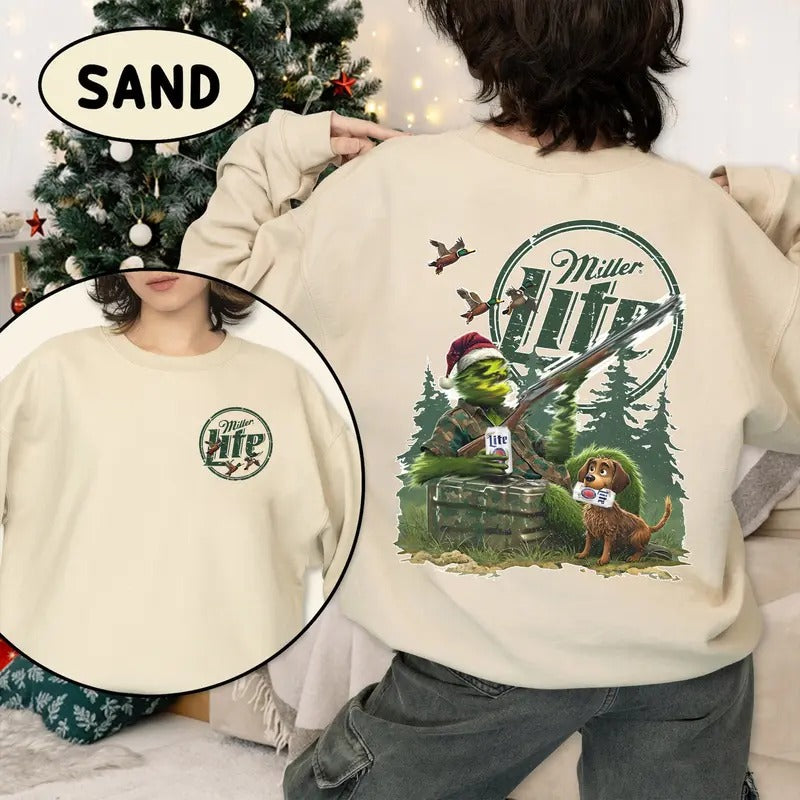 Hunter Green Beer 2 Siders Shirt, Character Xmas Christmas Sweatshirt, Hunting Season, Movie Xmas Sweatshirt Funny...