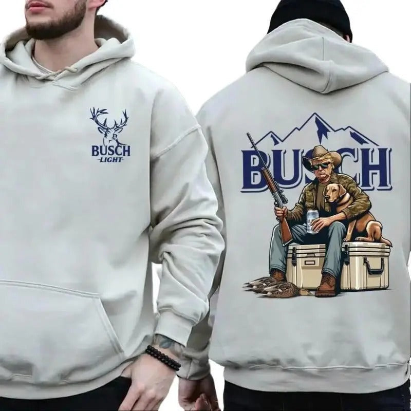 Hunter Trump With Busch Light Beers 2 Sides Hoodie, Trump Dog Hunting, Trump T-Shirt, Camo Shirt, Duck Hunting Shirt,...