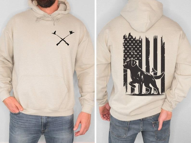 Hunting And Fishing Life Hoodie with American Flag Design For Men - Gift For Hunter, Fathers Day - Classic Cotton Blend...