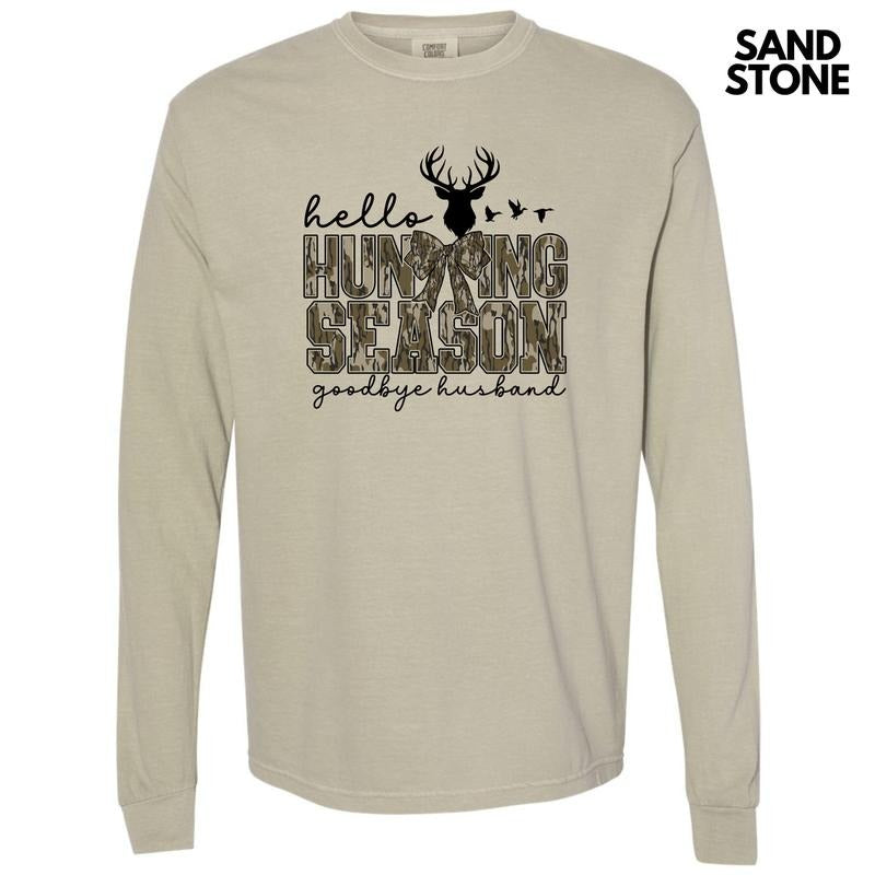 Hunting Season Husband Long Sleeve Comfort Colors T-Shirt 'NLB' Hoodie, Sweatshirt | RetroVerseTees.com