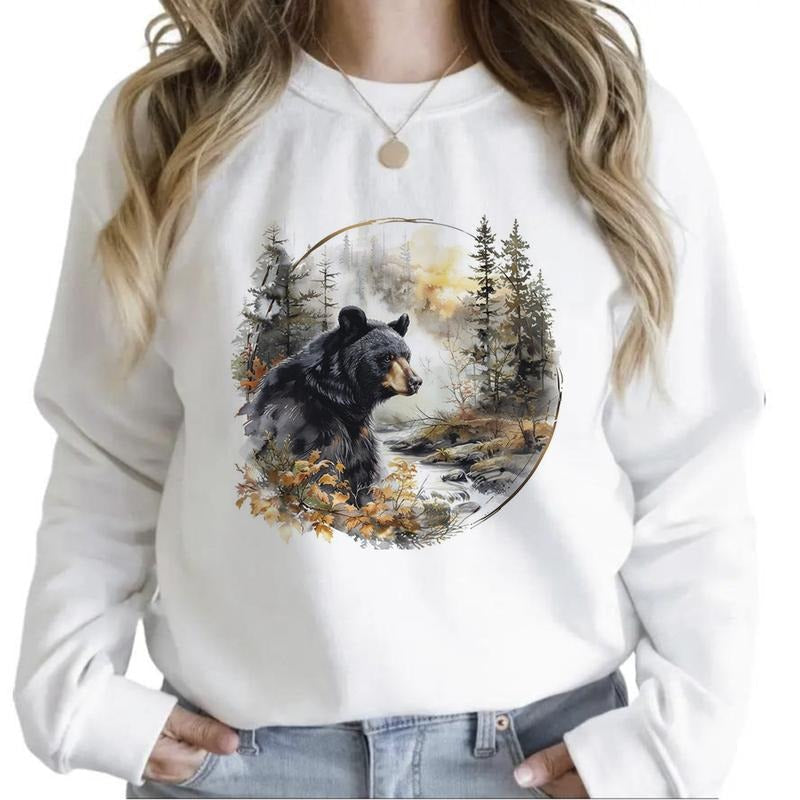 Hunting Season National Day Bear and Mountain Forest Sweatshirt Cute Unisex, Hoodie T-shirt | RetroVerseTees.com
