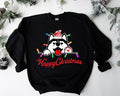 Husky Christmas Sweatshirt, Happy Christmas Sweater, Dog Christmas Hoodie, Dog Lover Gift Sweatshirt, Pet Owner Long...