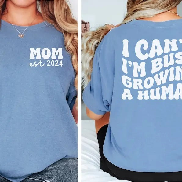 I Can't I'm Busy Growing A Human Shirt, Pregnant Shirt, Funny Pregnancy Announcement Tshirt, Baby Reveal Tee, Maternity...