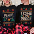I Come In Peace Matching Couples Ugly Christmas Sweater, Ugly Adult Humor Holiday Sweater, Ugly Christmas Sweater, Ugly...