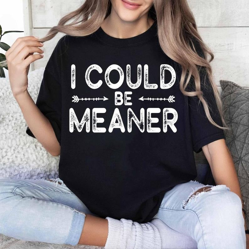 I Could Be Meaner Tshirt, Sarcastic Shirt, Funny Humor T-Shirt, Sarcasm Shirt, Funny Quote Tee Womenswear Top Hoodie,...