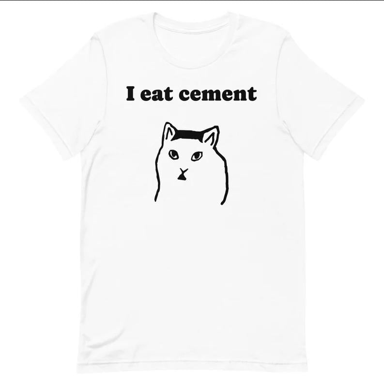 I Eat Cement Cursed Cat, Funny Meme Shirt, Ironic Shirt, Cat Lover Gift Hoodie, Sweatshirt | RetroVerseTees.com